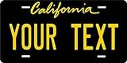 PhotoZoneGa California Black and Yellow Personalized Custom Novelty Tag Vehicle Car Auto Motorcycle Moped Bike Bicycle License Plate