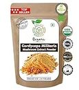 USDA Organic Cordyceps Militaris Mushroom Powder Extract, 100g / 3.5 oz [Cordyceps Militaris] (Supports High Energy Levels and Endurance | Vegan) By Yogan Harvest