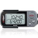 3DTriSport Walking 3D Multi-Function Pocket Pedometer, Clip and Strap with E-Book (Black / Grey)