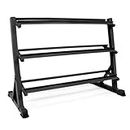 WF Athletic Supply Heavy-Duty Dumbbell Rack Stand, Weight Rack for Home Gym, Weight Holder, Available Sizes for Storage 5-50LB 3-Tier Black, RACK ONLY