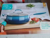Pioneer Woman Classic Ceramic Ombre Teal Jumbo Cooker Pan 4.5 Qt New Sealed 