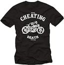 BEINENG Motorcycle Accessories for Men T-Shirt Slogan Cheating Death Since 1964 Black XL
