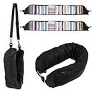2pcs Stuffable Travel Pillows with 2pcs Adjustable Long Straps, Transformable Neck Pillow Case Cover Adults Travel Essentials for Going Out by Car or Plane, No Pillow Filler (Black)
