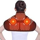 ARRIS Masajeador de cuello y hombros con calor – Calefacción eléctrica Masaje Wrap W/Vibración para el alivio del dolor muscular de cuello y hombro – Terapia de calor alimentada con batería de 7.4