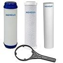 NEXQUA Under-Sink/25 Liters Ro/Water Purifier 10" Replacement Kit Filters Set of 3 with Spanner (GAC + CTO + PP Spun + Spanner 10 Inch)