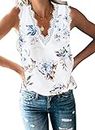 ZIOOER Mujer Camisas sin Mangas Casuales Moda de Verano Tops Shirts de Encaje Tank Top Tshirt Blanco2 M