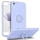 iPhone SE 2022 Case,iPhone SE 2020 Case,iPhone 8/7 Case,DUEDUE Liquid Silicone Soft Gel Rubber Slim Cover with Ring Kickstand|Car Mount Function Full Body Protective Case for iPhone SE3/SE2/7/8,Purple
