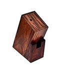 AM CRAFTS Wooden Knife Holder Stand with 6 Universal Knife Slot, 1 Sharpener Knife Holder for Kitchen & Dining Table Cutlery Holder Case (Brown Holds 7 Pieces)