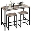 Yaheetech 3 Piece Dining Table Set, 47.5" Industrial Bar Table Set, Counter Height Kitchen Table with Bar Stools Set of 2, Kitchen Bar Height Table and Chairs for Dining Room, Small Space, Apartment