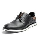 Cusolemore Mens Oxfords Dress Sneakers, Round Toe, Anti-Slip TPR Outsole, Soft Lining for Business and Casual Wear Black 7.5