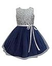 A.T.U.N Girl's Polyester Fit and Flare Knee Length Dress (DGDRS GLT SIN_Navy Blue_5 6 Years)