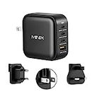 MINIX NEO P3 100W Turbo 4-Ports GaN Wall Charger, 3 x USB-C Port Fast Charging Adapter(Max 100W/20W), 1 USB-A (Max 18W). Compatible with MacBook Pro Air, iPad Pro, iPhone 14,Galaxy S9 and More.