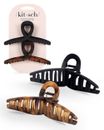 Kitsch Women's Large Hair Claw Clips Hair Styling Accessories 2pc Tortoise Black