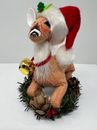 Figura muñeca Annalee Navidad ciervo pequeño cervatillo sentado en corona