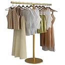 ZOUXIKOU Freestanding Clothes Rack Retail, Gold Clothing Racks for Boutiques, T-Shaped Garment Display Rack for Store, Multi-Purpose Metal Shelf for Clothes Storage, Commercial Clothing Organizer
