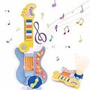 Kids Guitar Musical Toy for Toddlers Multifunctional Interactive Instrument with Piano & Drum, Early Educational Learning Gift for Preschool Children