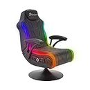 X-Rocker Monsoon RGB Gaming Chair, 4.1 Surround Sound Light Up Gaming Seat with 30 Neo Motion RGB Settings, Bluetooth Wireless Speakers, Subwoofer and Vibration, Padded Armrests Faux Leather - BLACK