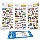 Car Transport Digger Stickers for Children, Kids, Toddlers, Adults OVER 90 Stickers - 3 Pack Self Adhesive Sticker Sheets - Scrapbook Craft Activities and Party Bag Fillers