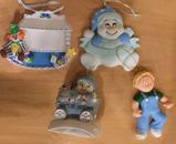 Lot of 4 Baby Boy Personalized Christmas Ornaments baby's 1st Xmas Ornament 4"