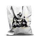 MORONS (A Brand Owned by JBN Printstop) BTS Army Merchandise Printed Canvas Women Tote Bag| K-Pop Multipurpose Sturdy Shopping Canvas Bag|Eco-Friendly, Reusable, Washable(14 x 16 inch) White-Pack of 1