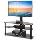 TAVR Furniture Swivel Floor TV Stand with Table for 32-70 Inch TVs, Universal Height Adjustable TV Floor Stand with Large Storage Shelves, Strong Corner TV Stand Mount Holds up to 88lbs, Black