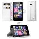 cadorabo Book Case works with Nokia Lumia 630/635 in SNOW WHITE - with Magnetic Closure, Stand Function and Card Slot - Wallet Etui Cover Pouch PU Leather Flip