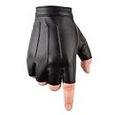 ketmart Fingerless Driving Gloves Pu Faux Leather Outdoor Sport Half Finger Glove For Men Women (Color-Black, Cycling)