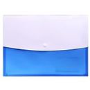 A4 Plastic Wallet Document Pockets Clear Plastic Folders Filing Popper Wallets Stationary Supplies Button Files for Office, School Work- Blue Color (1)