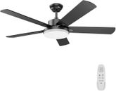 Ceiling Fans with Lights, 52 Inch, Black Modern Ceiling Fan Timing, Dimmable Lig