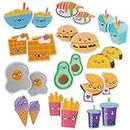iDIY Kawaii Iron on Patches (24 Pack)- 12 Cute Sew On Patch Food Designs in 2 Sizes (2" & 2.5") Craft Kit for Clothing, Accessories & School Supplies