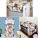E-Retailer® Exclusive 3-Layered Polyester Combo Set of Appliances Cover (1 Pc. of Fridge Top Cover, 1 Pc. of Microwave Oven Top Cover and 1 Pc. Top Load Washing Machine Cover) (Color-Brown, Floral, Set Contains-3 Pcs.)
