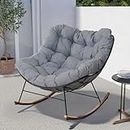Grand patio Indoor & Outdoor, Royal Rocking Chair, Padded Cushion Rocker Recliner Chair Outdoor for Front Porch, Garden, Patio, Backyard, Grey