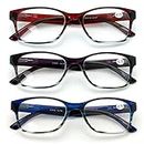 V.W.E. 3 Pairs Classic Readers With Spring Hinge - Reading Glasses Magnification (3 Pairs, 1.50)