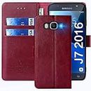 FMPCUON Case For Samsung Galaxy J7 2016 /J710,High-grade Leather Flip Wallet Phone Case Cover for Samsung Galaxy J7 2016 /J710 Inches [Card Slots] [Kickstand] [Magnetic Closure]-(Red)