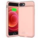 Battery Case for iPhone 6/6s/7/8/SE 2020/SE 2022, ATGIH Real 6000mAh Ultra Slim Extended Power Case Protective Smart Charger Cover for Apple iPhone Support Lighting C Type Changing-4.7inch, Pink