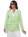 KOTTY Women's Single Breasted Relaxed Fit Lapel Collar Full Sleeve Blazer Tea Green