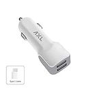 AXL Car Charger | Dual USB Port | iOS or Android | Max Output 2.4 Amp | Fast Charging | White Color (ACC24M-W)