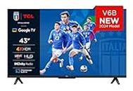TCL 43V6B TV 43”, 4K HDR, Ultra HD, Google TV con design senza bordi, Dolby Audio, compatibile con Google Assistant e Alexa