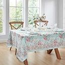 Elrene Home Fashions Spring Summer Vintage Floral Garden Cottage Border Fabric Rectangle Tablecloth, 60"x84"