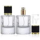 Segbeauty Vintage Perfume Bottles, 2 Packs 50ml Glass Cologne Refillable Perfume Bottle Atomizer Travel, Empty Clear Perfume Spray Bottle Essential Oil Container Sprayer Cologne Atomizer for Men Women