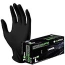 MEDSTOCK Black Nitrile Gloves, Disposable, Medical Grade Hand Protection, Food Safe, Powder & Latex-Free, Non-Sterile, Textured Fingertips, Beaded Cuff, Ambidextrous, 5 grams, Small - 100 pcs
