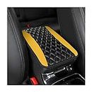CGEAMDY Car Center Console Cushion Pad, Universal Leather Waterproof Armrest Seat Box Cover Protector,Comfortable Car Decor Accessories Fit for Most Cars, Vehicles, SUVs (Yellow)
