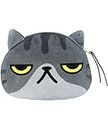 POPUCT Cartoon Cute Cat Face Bag Zipper Case Coin Money Purse Wallet (Grey)