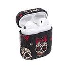 BANAUS Cute Airpods 1&2 Case, Cooler Leather Shockproof AirPods Cover Carabiner,Wireless Headphone Designer Fashion Skin Protective Stylish Cases Ring for Girls Boys Women Airpods(Color Skull)