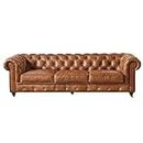 A to Z Furniture Leatheratte 3 Seater Chesterfield Sofa for Living Room & Office | Color (AZ7 Brwon)