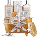 Mothers Day Gifts, Spa Gift for Him, Dad, Mens, Husband - 11pc Vanilla Almond Unique Grooming Self Care Baskets, Bath and Body Beauty & Personal Beard Care Gifts for Men Who Have Everything