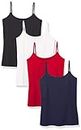 Amazon Essentials Women's Slim-Fit Camisole, Pack of 4, Black/Navy/Cherry Red, L