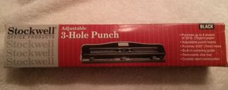 HOLE PUNCHER  Stockwell Office Products Three 3 Hole Punch Black Paper Puncher