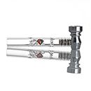Smoking Diamonds Glass Pipe for Tobacco, Chillum and Metal Detachable Hand Pipes with Stainless Steel Silver Screens. Portable and Pocket Size Set (TRANSPARENT)