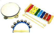 Kleines Kinder-Percussion-Set, Kinder Instrumente, 3-teilig aus Holz